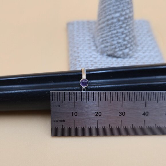 Size 8 Sterling Silver Small Uncut Amethyst Stone Band Ring A4769 - Picture 6 of 7